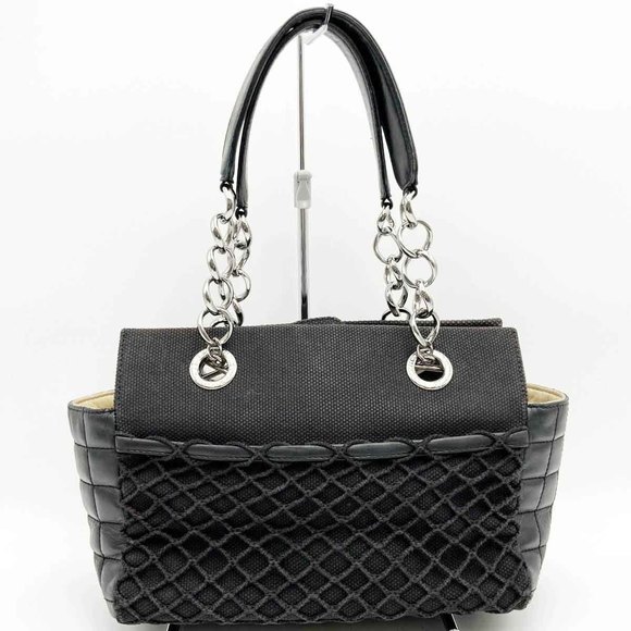 Chanel Chocolate Tote Bag Bar Leather Canvas Black - Picture 1 of 1